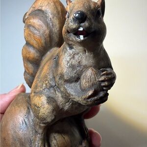 Handmade Resin Squirrel Holding A Nut Sitting On An Acorn Cute White Teeth